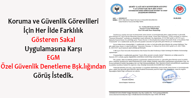 Koruma ve Güvenlik Görevlilerinin Sakal Bırakma Hakkına Dair Bilgi Talebi